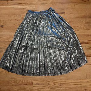 Boohoo Metallic Silver Maxi Skirt, Sz 12